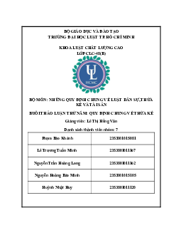 Bài thảo luận Quy định chung về thừa kế | Trường Đại học Luật TPHCM