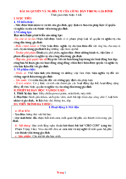 Giáo án GDCD 7 kết nối tri thức bài 10: Quyền và nghĩa vụ của công dân trong gia đình