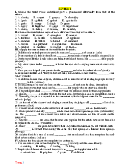 Bài tập review 1 Tiếng Anh 10 Global success (có đáp án)