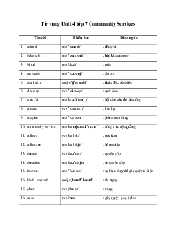 Từ vựng Unit 4 lớp 7 Community Services