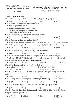 Đề thi giữa HK1 Toán 10 năm 2020 – 2021 trường THPT Phan Ngọc Hiển – Cà Mau