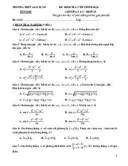 Đề kiểm tra 1 tiết Hình học 10 chương 2 & 3 năm 2018 – 2019 trường Giai Xuân – Cần Thơ