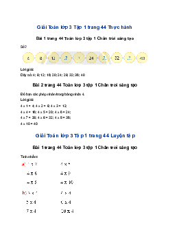 Toán lớp 3 trang 44 Bảng nhân 4 Chân trời sáng tạo