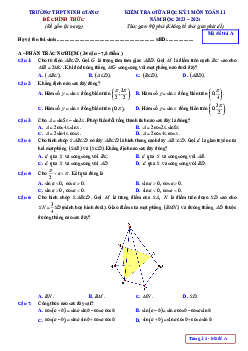 Đề giữa học kỳ 1 Toán 11 năm 2023 – 2024 trường THPT Ninh Giang – Hải Dương