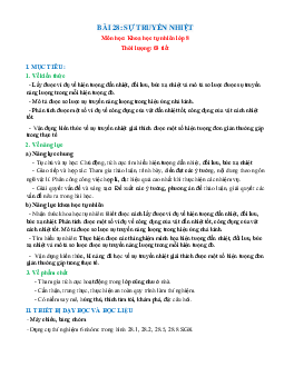 Giáo án KHTN 8 Kết nối tri thức bài 28 Sự truyền nhiệt