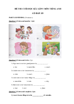 Đề thi Tiếng Anh lớp 5 học kì 2 trường Tiểu học Phú Thượng 1