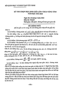 Đề học sinh giỏi Toán 9 vòng tỉnh năm 2023 – 2024 sở GD&ĐT Tây Ninh