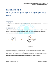 Spectrophotometric detection of iron - Chemistry for engineers | Trường Đại học Quốc tế, Đại học Quốc gia Thành phố HCM