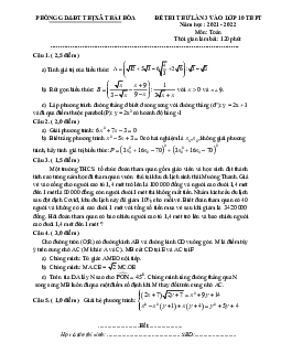Đề thi thử Toán lần 3 vào lớp 10 năm 2022 phòng GD&ĐT Thái Hòa – Nghệ An