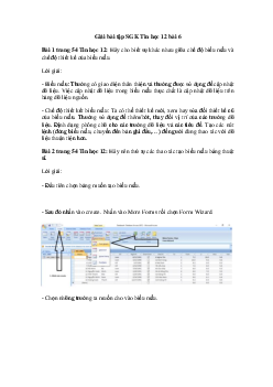 Giải bài tập SGK Tin học 12 Bài 6: Biểu mẫu