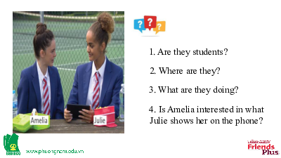 Bài giảng điện tử môn Tiếng Anh 7 Unit 4: In The Picture Lesson 6 - Speaking | Friends Plus