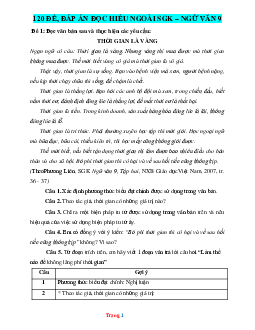 TOP 120 Đề Đọc Hiểu Ngữ Văn 9 Ngoài Chương Trình (Có Lời Giải)