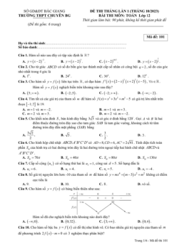 Đề thi Toán 12 lần 1 tháng 10 năm 2023 trường THPT chuyên Bắc Giang