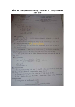 Đề thi học kì 1 lớp 9 môn Toán Phòng GD&ĐT thị xã Tân Uyên năm học 2018 - 2019