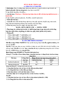 Chuyên đề KHTN 8 Kết nối tri thức bài 9 Base Thang pH