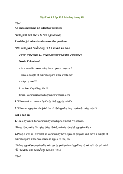 Tiếng Anh 10 Unit 4: Listening - Ke