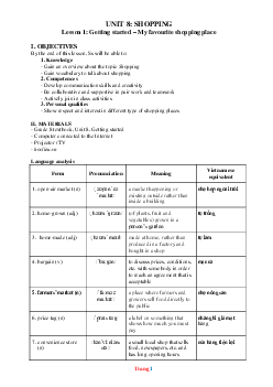 Giáo án Tiếng Anh 8 Global success unit 8 Shopping