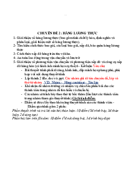 Chuyên đề 2: Hàng lương thực - Logistics vận tải hàng hóa | Trường Đại học Giao thông Vận Tải