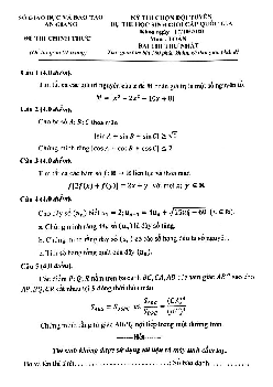 Đề chọn đội tuyển thi HSG Toán Quốc gia năm 2020 – 2021 sở GD&ĐT An Giang