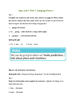 Giải Tiếng Anh 7 Unit 7: Language Focus 1 | Friends Plus