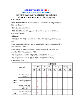 Đề thi học kì 1 Khoa học tự nhiên lớp 6 Kết nối tri thức năm 2023 - 2024 đề 2