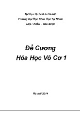 Đề Cương Hóa Học Vô Cơ 1 | Organic Chemistry II | Trường Đại học Khoa học Tự nhiên, Đại học Quốc gia Hà Nội