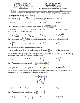 Đề thi HK1 Toán 12 năm 2019 – 2020 trường THPT Thăng Long – TP HCM