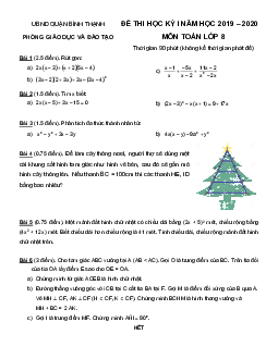 Đề thi học kỳ 1 Toán 8 năm 2019 – 2020 phòng GD&ĐT Bình Thạnh – TP HCM