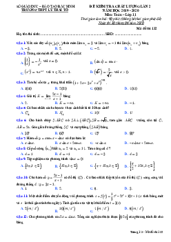 Đề kiểm tra chất lượng Toán 11 lần 2 năm 2019 – 2020 trường THPT Lý Thái Tổ – Bắc Ninh