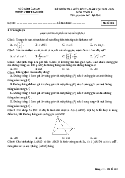 Đề giữa kỳ 2 Toán 11 năm 2023 – 2024 trường THPT Đầm Dơi – Cà Mau