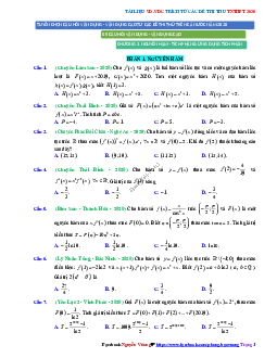 Bài tập VD – VDC nguyên hàm, tích phân và ứng dụng Toán 12
