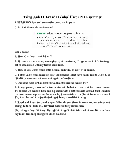 Giải Tiếng Anh 11 Unit 2: 2D Grammar | Friends Global