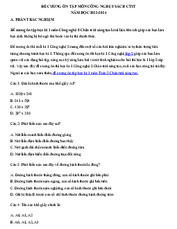 Đề cương ôn tập học kì 1 môn Công nghệ 8 sách Chân trời sáng tạo