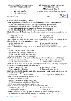 Đề Thi HSG Lịch Sử 10 Cụm Trường Sơn Động 2022-2023 (Có đáp án)