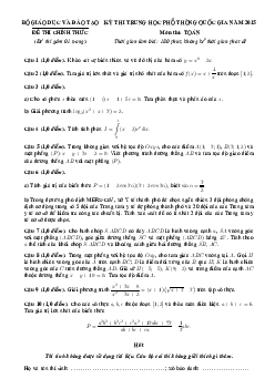 Đề thi và đáp án môn Toán 2015