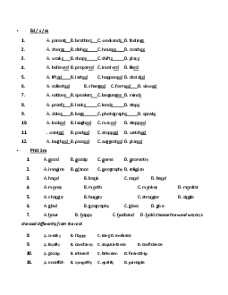 Bài tập ôn tập học phần Tiếng anh cơ bản