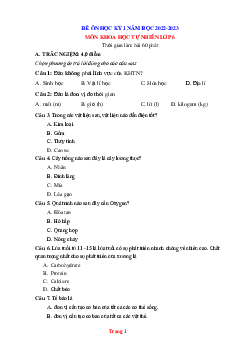 Đề ôn thi HK1 môn KHTN 6 năm 2022-2023 (có đáp án)-Đề 1