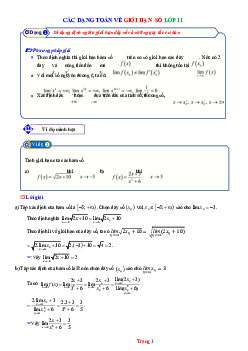 Các dạng toán về giới hàm số lớp 11 (có lời giải)