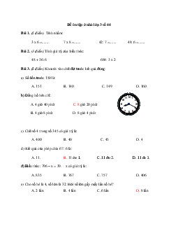 Đề ôn tập ở nhà lớp 3 số 44 có đáp án - (Ngày 21/4)