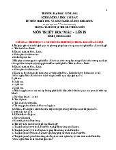 Trắc nghiệm triết học Mác-Lênin-Trường Đại Học Văn Lang