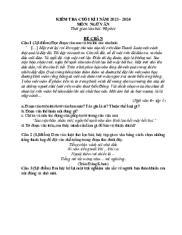 Đề thi học kì 1 môn Ngữ văn 6 năm 2023 - 2024 sách Kết nối tri thức với cuộc sống | Đề 10,11