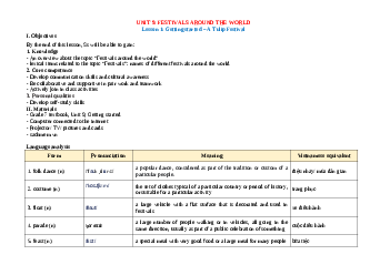 Giáo án Unit 9: Festivals around the world Tiếng Anh 7 | Global Success