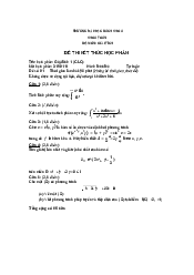Đề thi kết thúc học phần - Giải tích | Trường đại học Bách Khoa, Đại học Đà Nẵng