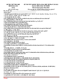Đề thi thử môn Hóa 2021 theo minh họa (đề 2) (có lời giải chi tiết)