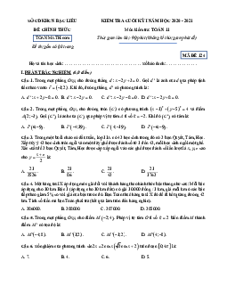 Đề kiểm tra cuối kỳ 1 Toán 11 năm 2020 – 2021 sở GDKHCN Bạc Liêu