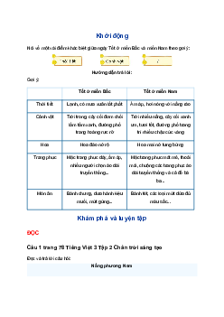 Bài 1: Nắng phương Nam trang 78 Tiếng Việt lớp 3 Tập 2 Chân trời sáng tạo
