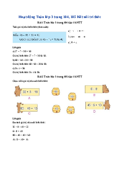 Giải SGK môn Toán 3 - Bài 38: Biểu thức số. Tính giá trị của biểu thức số | Kết nối tri thức