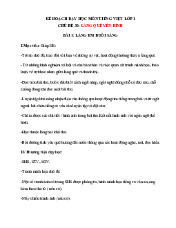 Chủ đề 30: Làng quê yên bình | Bài 1 | Giáo án Tiếng Việt 1 bộ sách Chân trời sáng tạo