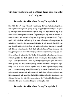 Đoạn văn cảm nhận về vua Quang Trung trong Hoàng Lê nhất thống chí (5 mẫu) Ngữ Văn 8 | Cánh diều