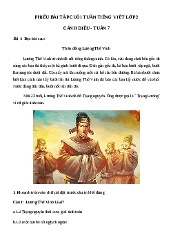 Phiếu Bài tập cuối tuần Tiếng Việt lớp 2 - Học kì 1 | Cánh diều Tuần 7 cơ bản